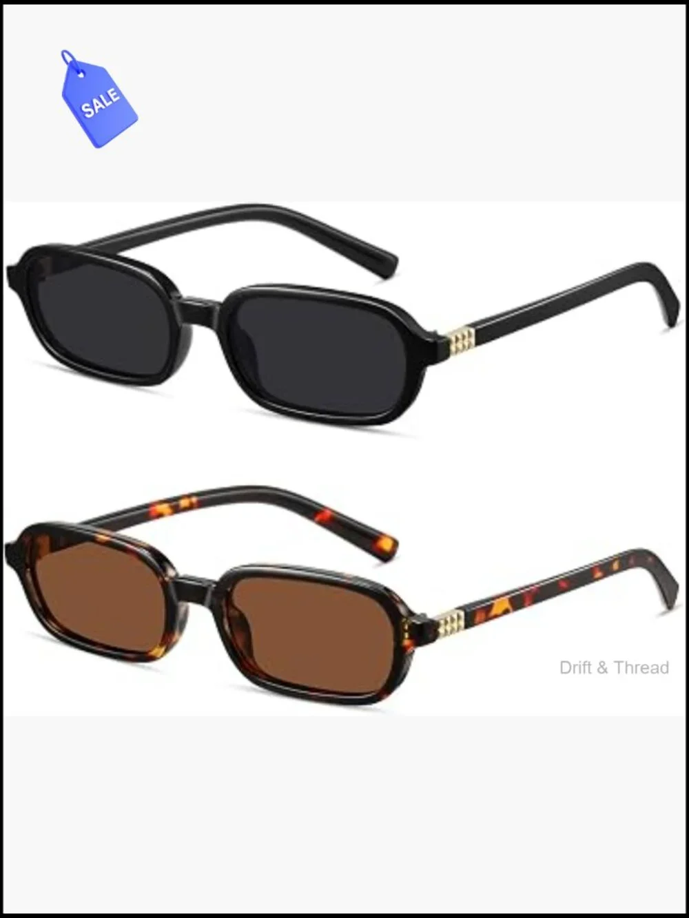Retro Small Rectangular Sunglasses Women Men Y2K 90s UV400 Polycarbonate